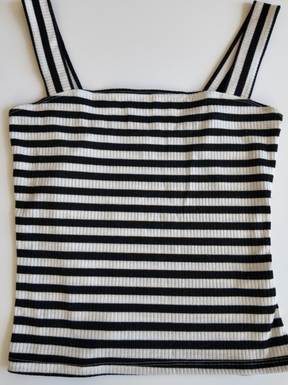 Reformation Striped Ribbed Tank Top Womens Size Small Black White Square Neck Ca